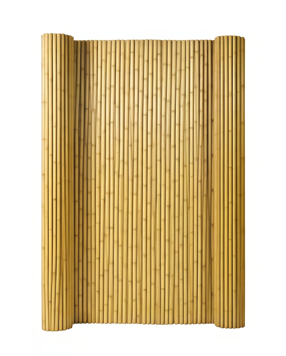 Roll-up bamboo fence for easy installation as garden border partition