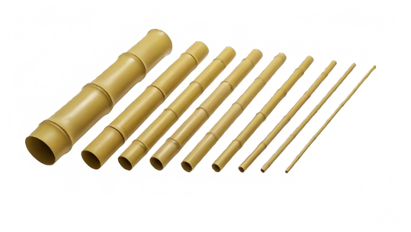 Natural long bamboo poles used to create elegant garden fencing and landscape borders