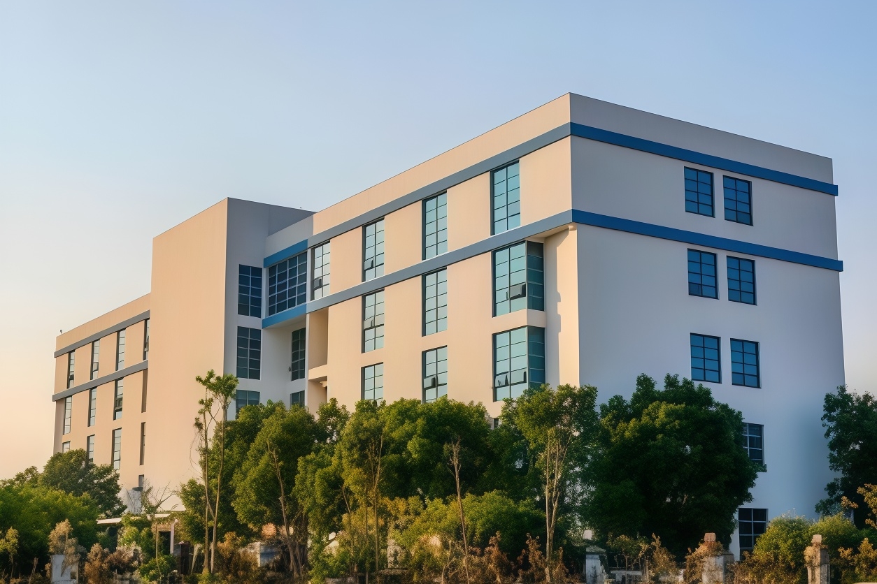 Modern exterior view of our manufacturing facility, showcasing our commitment to a professional and efficient operation.