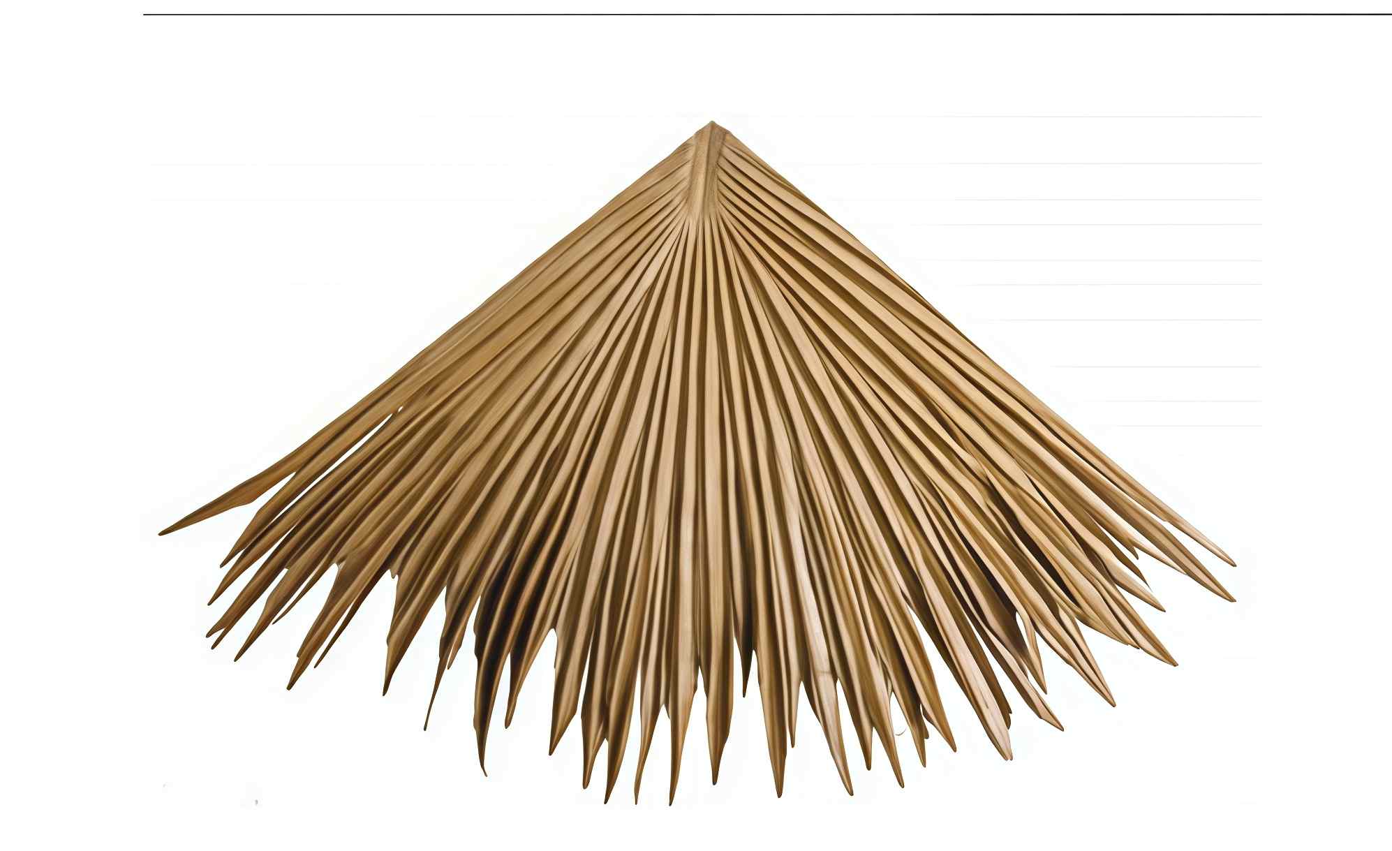 Hip piece for sealing the diagonal ridges on a synthetic thatch roof.