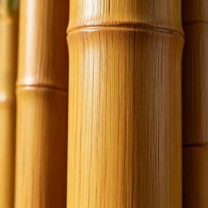 High-resolution close-up of spliced bamboo pole surface texture and waterproof coating