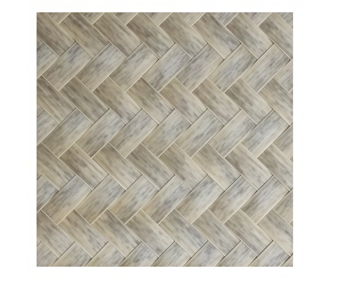 Synthetic Bamboo Matting ceiling design showcasing unique weaving pattern and lighting effects