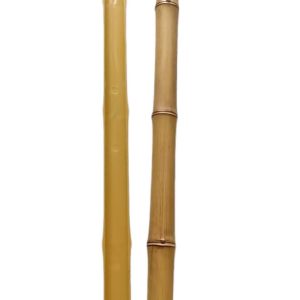 Front and back views of faux half round bamboo trim showing the realistic bamboo surface and hollow underside.